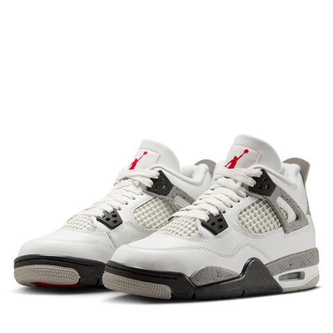 Air Jordan 4 Retro 'White Cement' (GS) - Summit White/Fire Red
