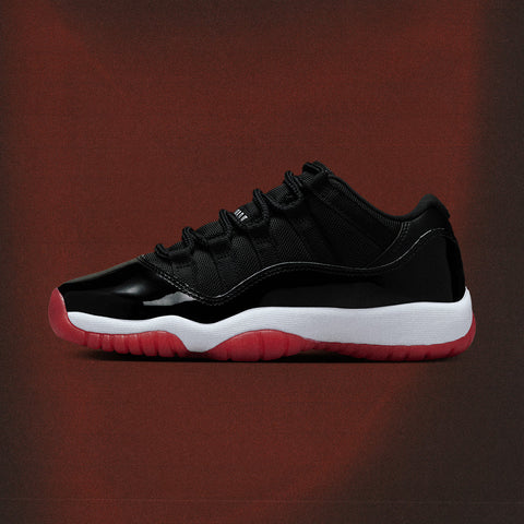 AIR JORDAN 11 RETRO LOW 'BRED' (GS) - BLACK/VARSITY RED